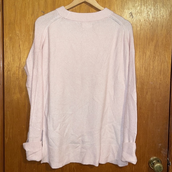 •LOU & GREY•LIGHT PINK CREWNECK KNIT RIB HEM LINES WOOL BLEND SWEATER  MEDIUM - Picture 3 of 10